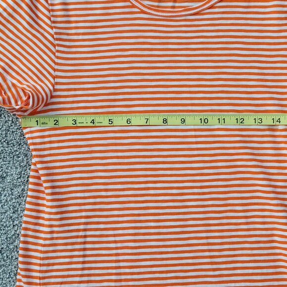 J. Crew Orange & White Striped Studio Tee Size Medium - Picture 5 of 10